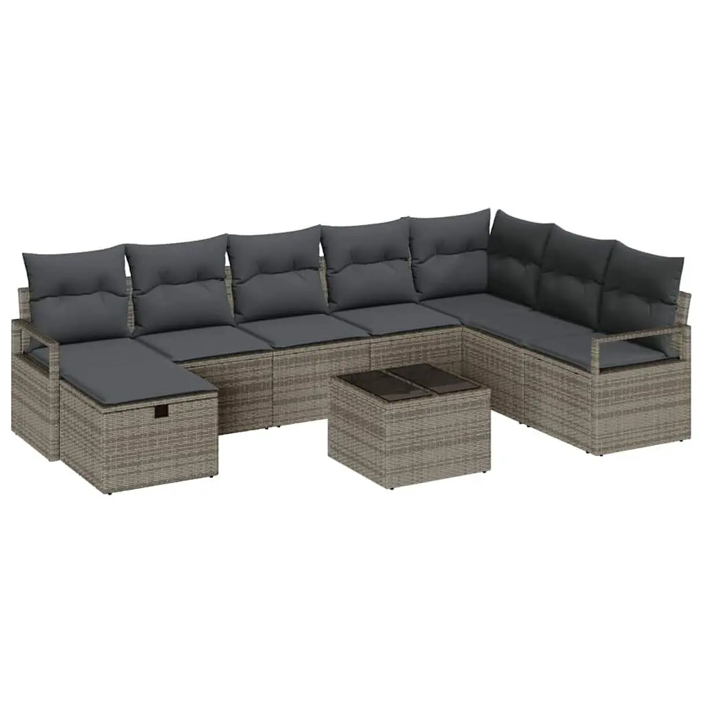 Outdoor Sofa Set Modular Grey Poly Rattan 6 Pieces Patio Furniture
