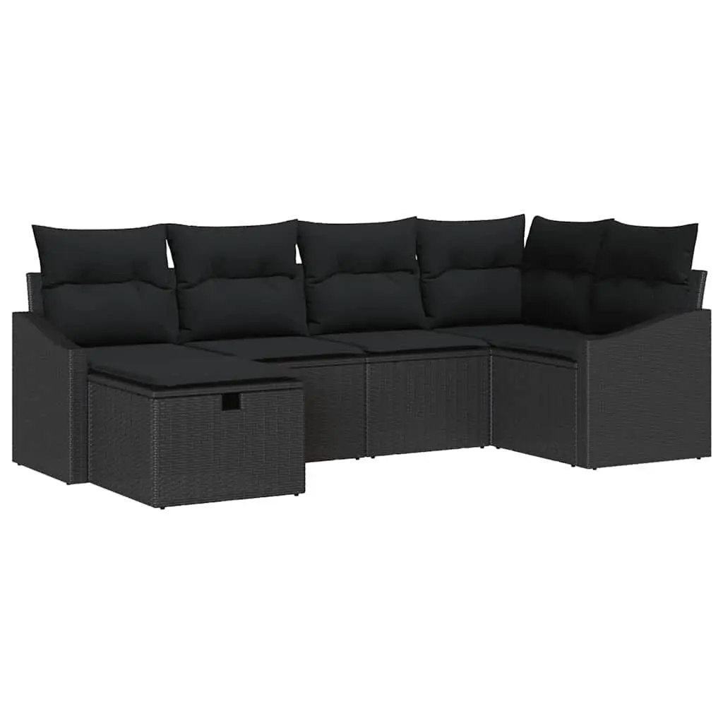 Outdoor Garden Sofa Set Poly Rattan 7 Piece Black Patio Lounge Furniture