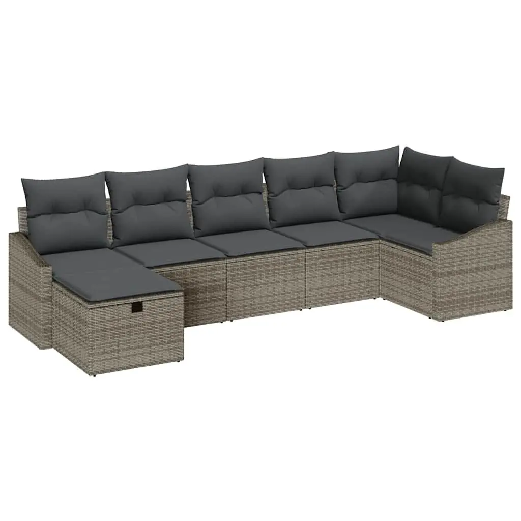 Outdoor Sofa Set Poly Rattan 8 Piece Grey Modular Garden Patio Furniture