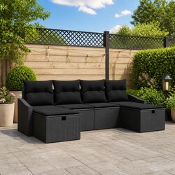 Functional 6-Piece Black Sofa Set for Outdoor Enjoyment