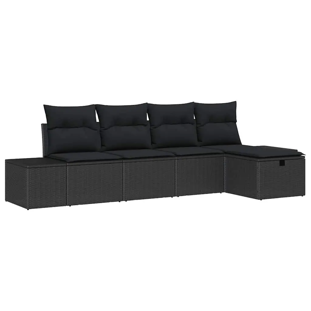 Outdoor Sofa Set Poly Rattan 6 Piece Modular Garden Patio Furniture Black