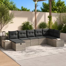 Practical 7-Piece Modular Grey Garden Sofa Set