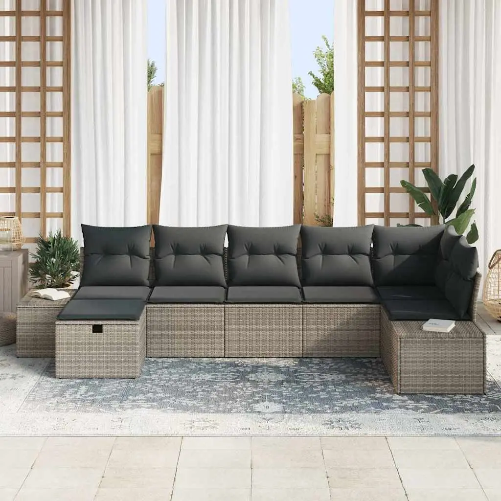 7-Piece Modular Grey Garden Sofa Set