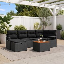 Black Poly Rattan Sofa Set: Perfect for Gardens and Patios