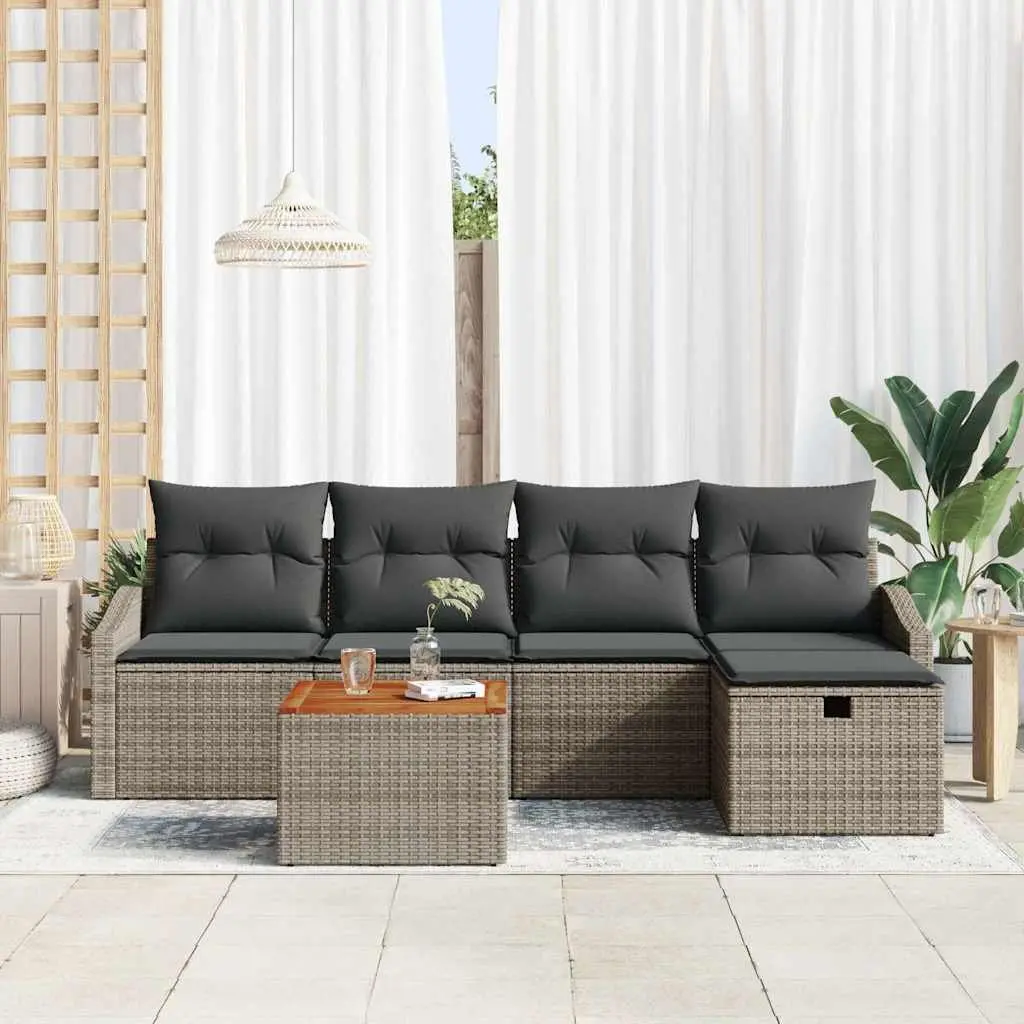 Garden Sofa Set Poly Rattan Modular 6 Piece Outdoor Furniture Grey