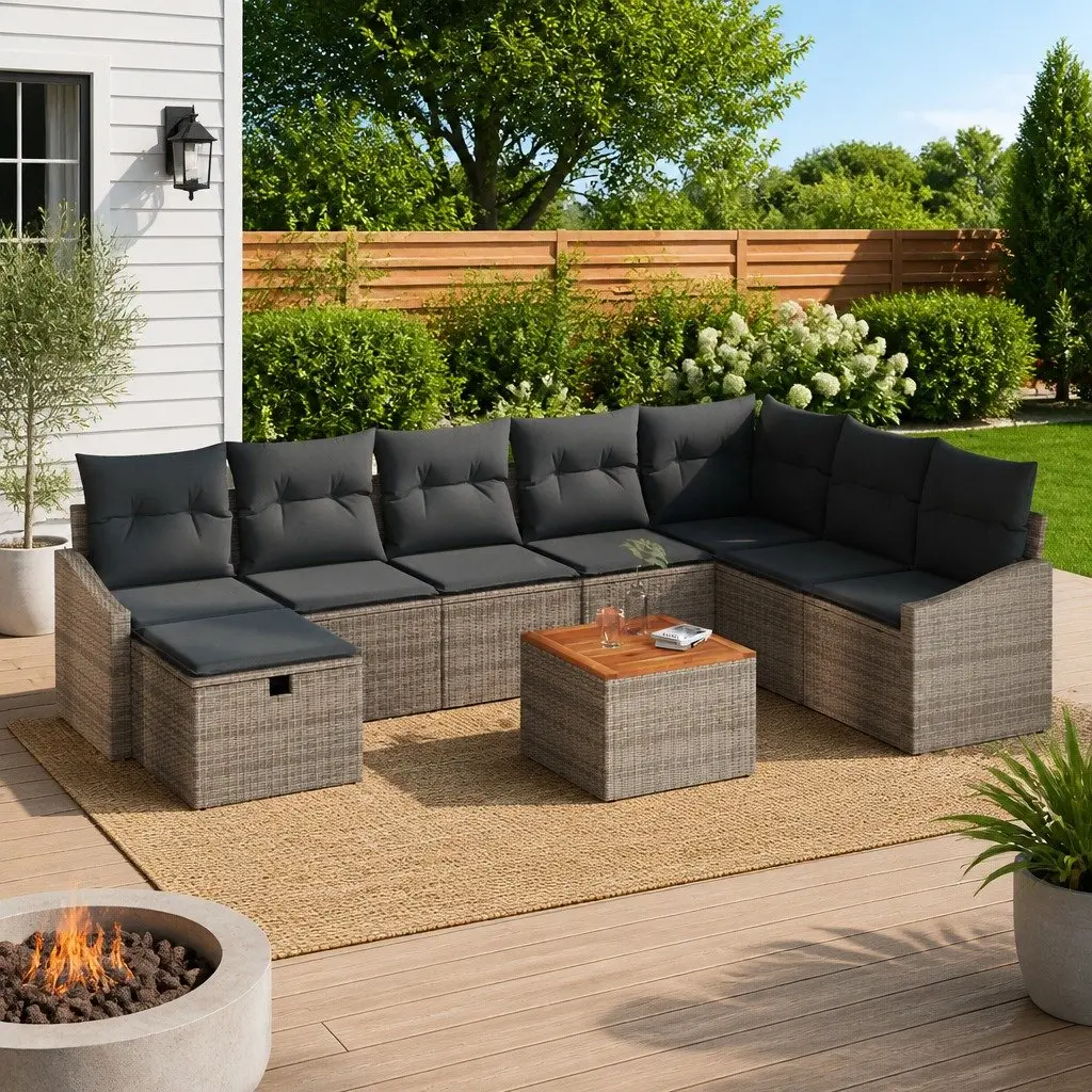 9-Piece Outdoor Sofa Set in Grey
