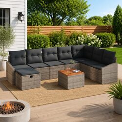 Practical 9-Piece Outdoor Sofa Set in Grey
