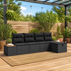 Versatile 5-Piece Black Sofa Set for Outdoor Living