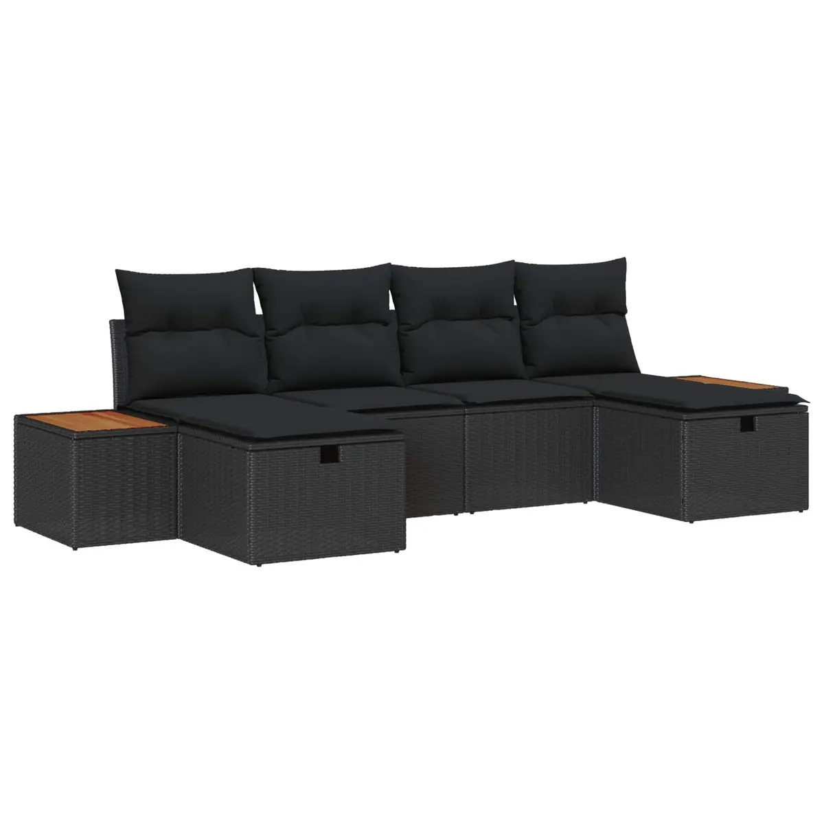 Modular Garden Sofa Set Poly Rattan 6 Piece Outdoor Lounge Furniture Black