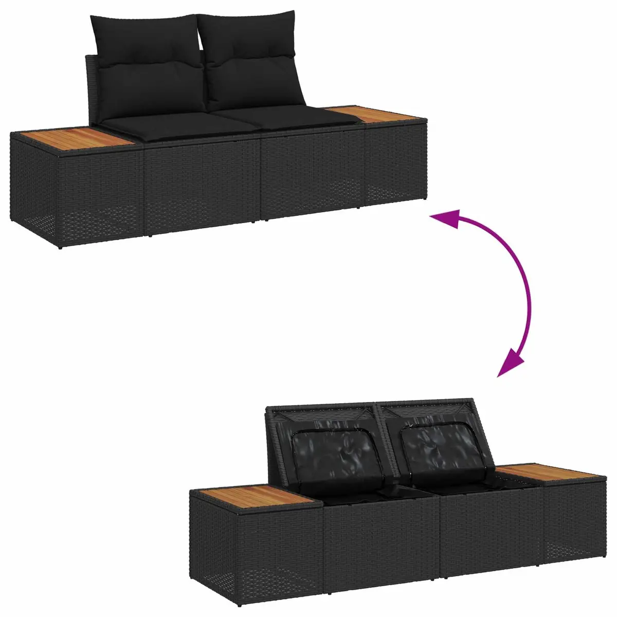 Modular Garden Sofa Set Poly Rattan 6 Piece Outdoor Lounge Furniture Black