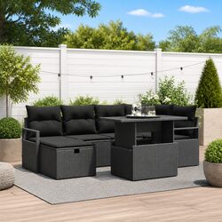 Versatile Black Modular Sofa Set - 7 Pieces for Outdoors