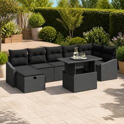 Versatile 8-Piece Black Modular Garden Furniture Set