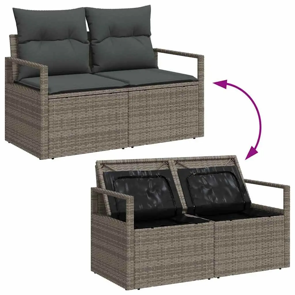 Garden Sofa Set 6 Piece Outdoor Furniture Grey Poly Rattan Height Adjustable