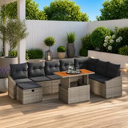 Practical 9-Piece Modular Grey Outdoor Sofa Set