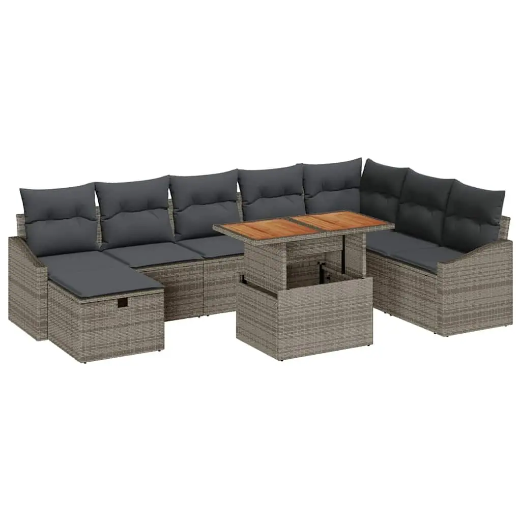 9-Piece Modular Grey Outdoor Sofa Set