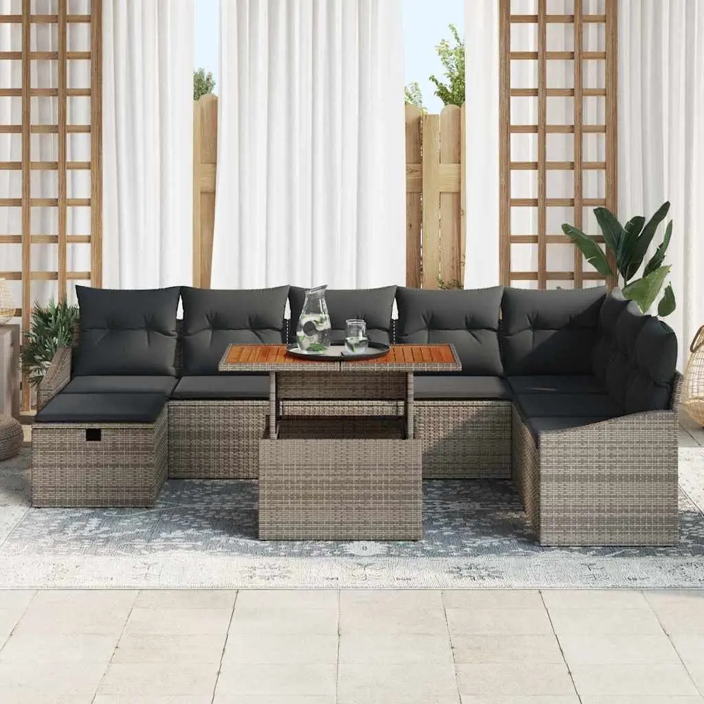9-Piece Modular Grey Outdoor Sofa Set