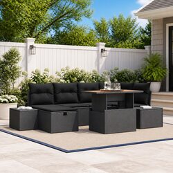 Practical 7-Piece Black Garden Sofa Set for Every Patio