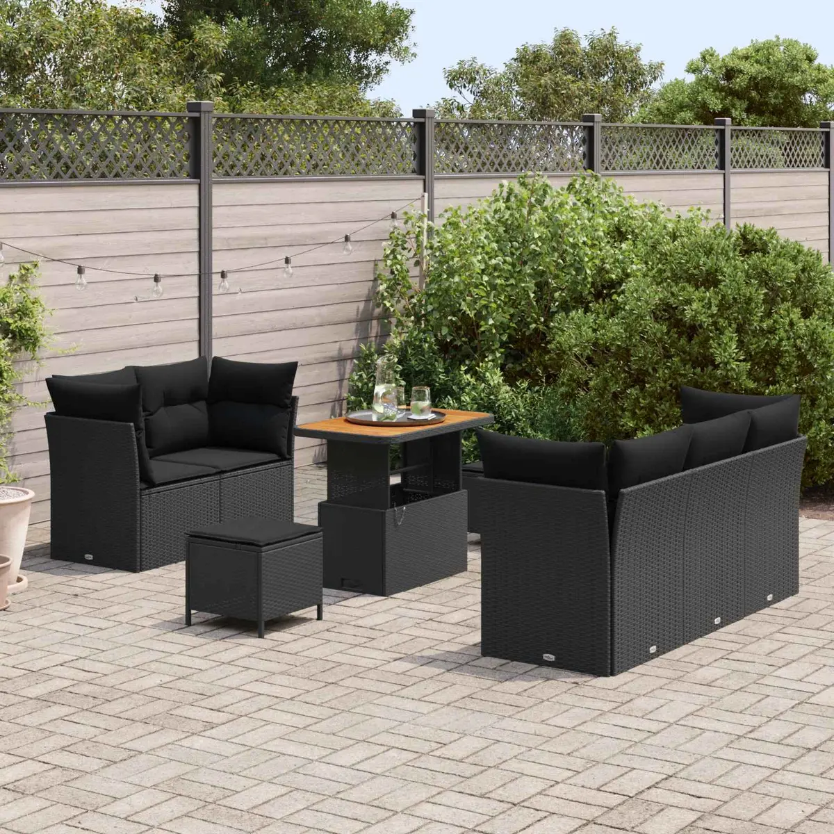 8-Piece Black Outdoor Sofa Set for Patios