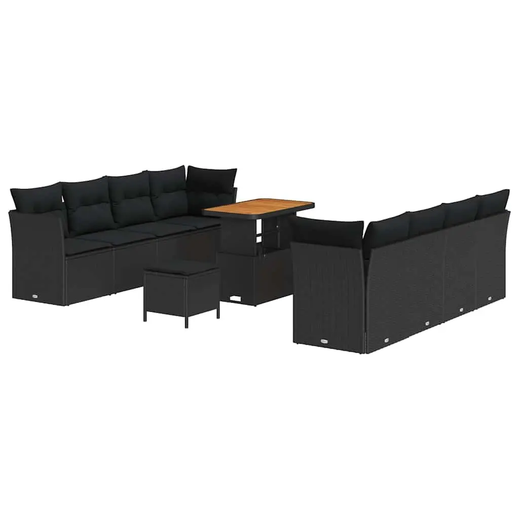 Garden Sofa Set 11 Pieces Outdoor Furniture Modular Rattan Seating Black