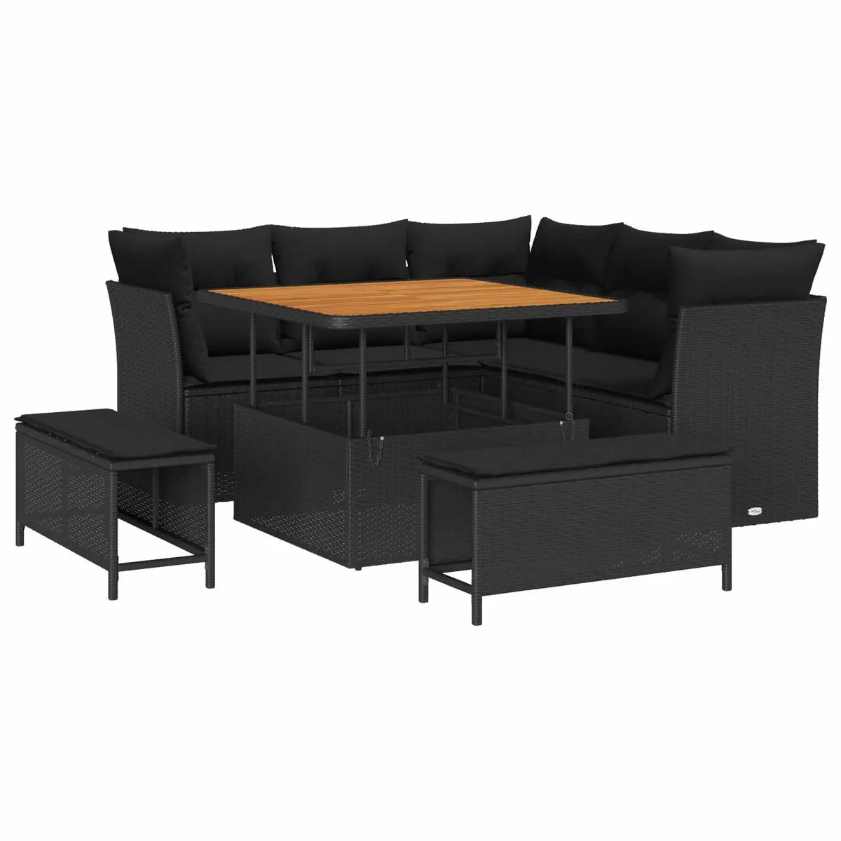 8 Piece Outdoor Garden Sofa Set Modular Poly Rattan Height Adjustable Black