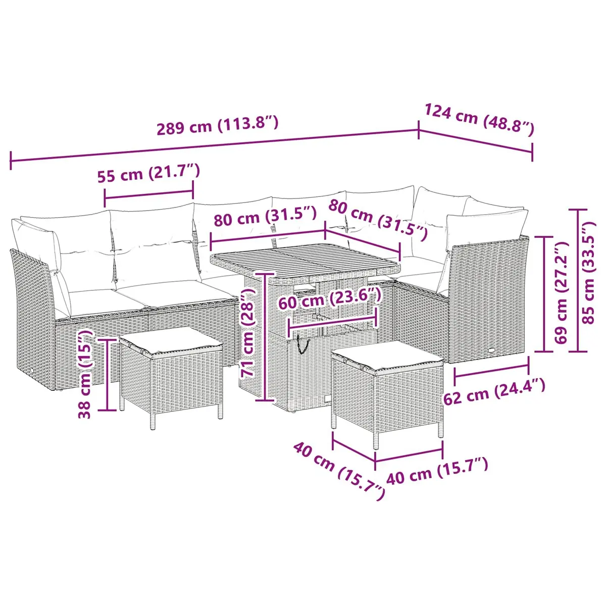 9-Piece Garden Sofa Set for Entertaining