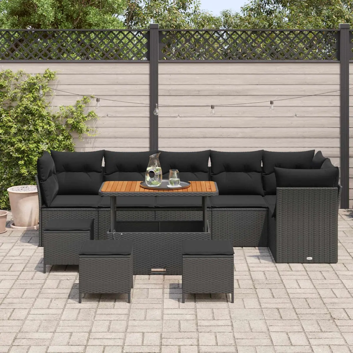 Garden Sofa Set 10 Piece Outdoor Furniture Patio Black Modular Lounger Sectional