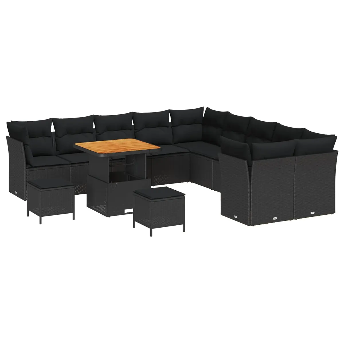 Garden Sofa Set Poly Rattan Modular 13 Piece Outdoor Furniture Black