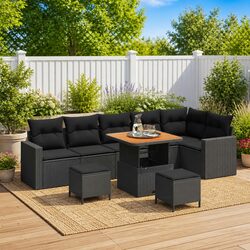 Practical 9-Piece Modular Garden Sofa for Outdoor Use