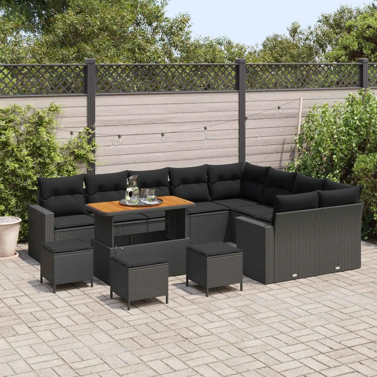 Outdoor Garden Sofa Set 13pc Height-Adjustable Modular Lounge Patio Furniture