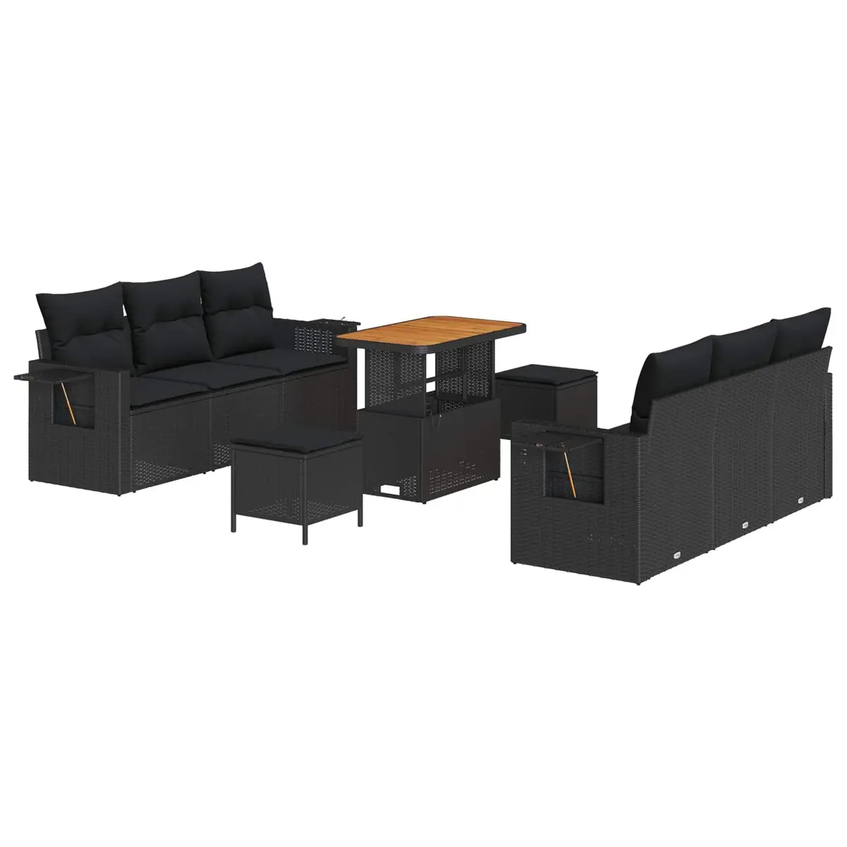 Garden Sofa Set Poly Rattan Black Modular Outdoor Furniture