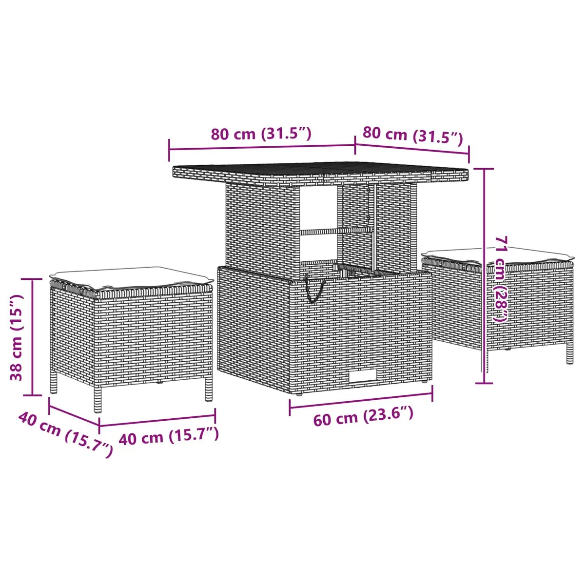 Modular Garden Sofa Set 8 Pieces Black Poly Rattan Outdoor Furniture with