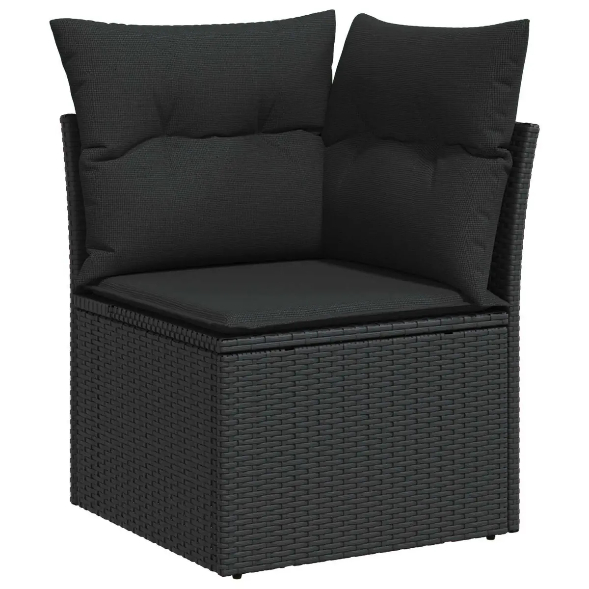 9PieceOutdoorSofaSetBlackPolyRattanModularFurnitureAcaciaWoodGardening