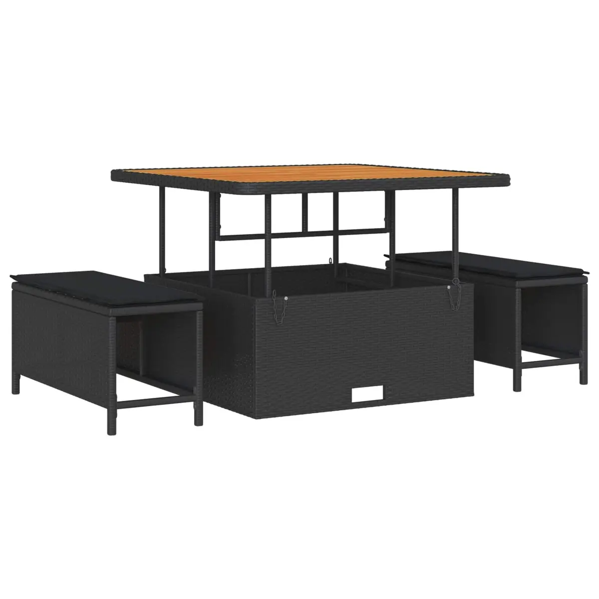 Modular Outdoor Furniture Set 13 Piece Height Adjustable Black Poly Rattan Garden Sofa