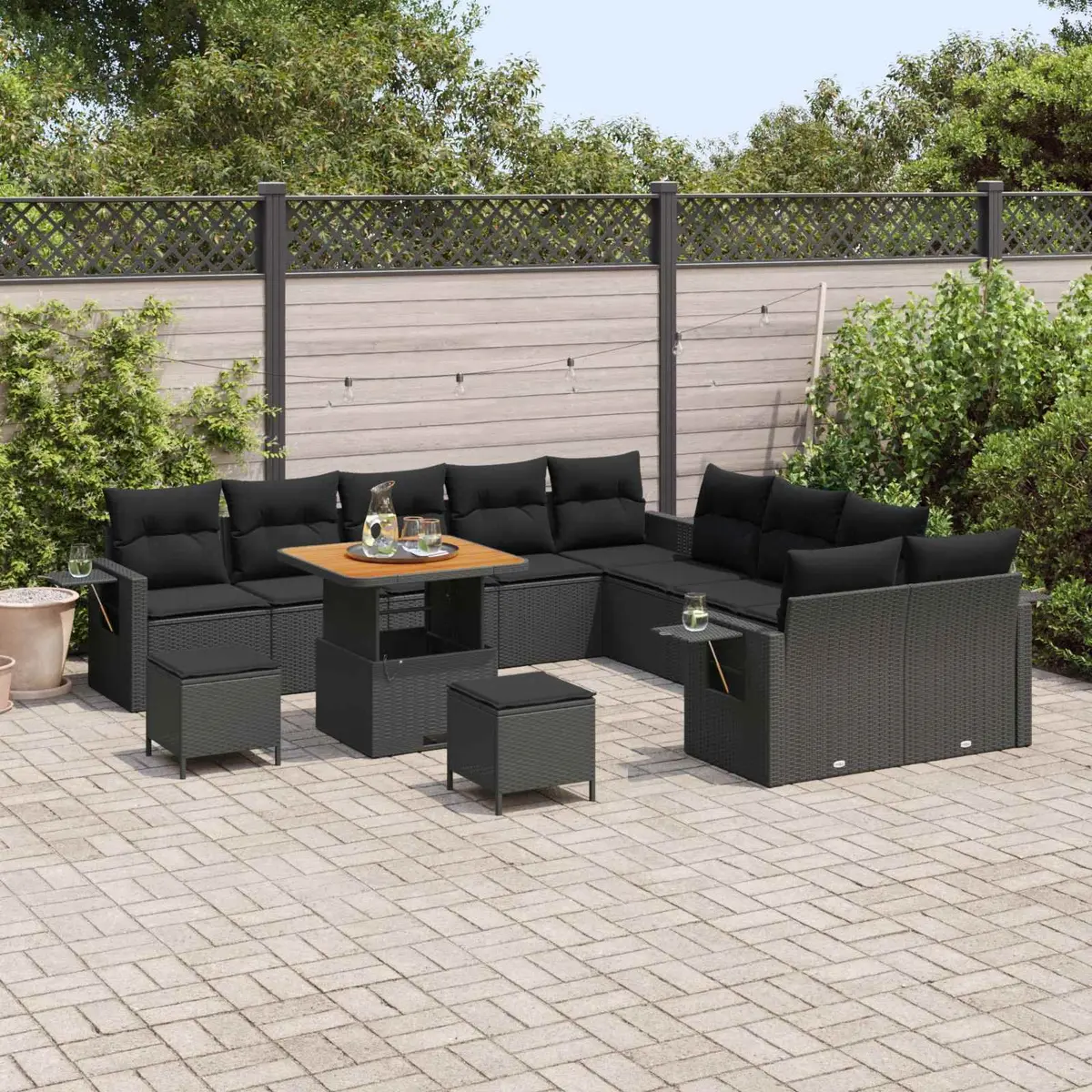 13-Piece Outdoor Sofa Set in Black