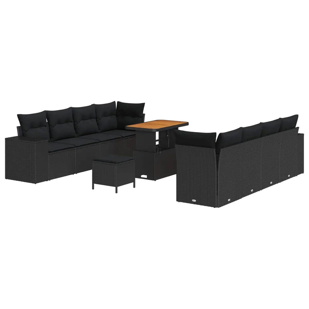 Outdoor Garden Sofa Set 11 Pieces Modular Lounge Furniture Black Poly Rattan
