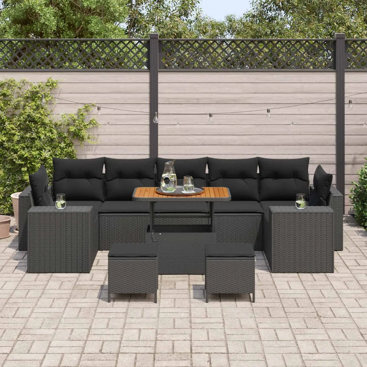 Modular Garden Sofa Set 10-Piece Height-Adjustable Outdoor Furniture Patio