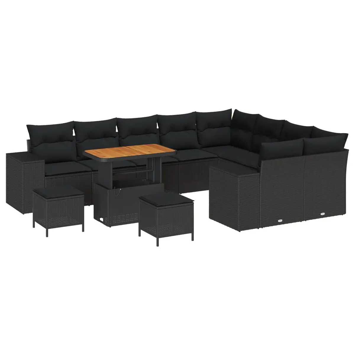 12-Piece Black Garden Sofa Set for Gatherings