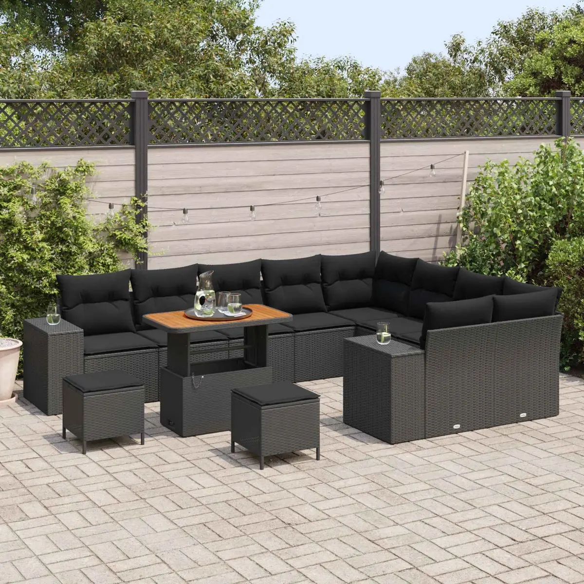 12-Piece Black Garden Sofa Set for Gatherings