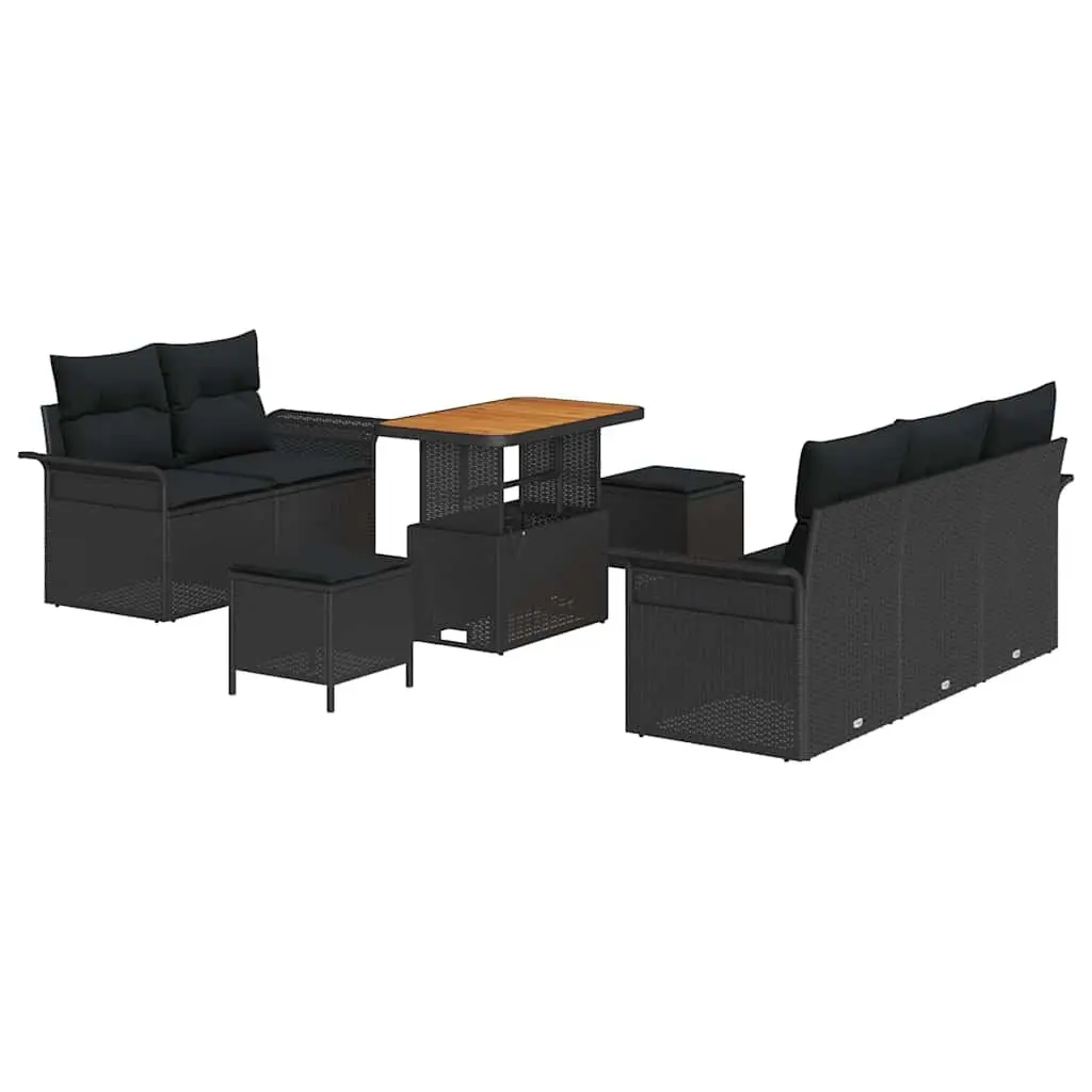 Garden Sofa Set Modular Poly Rattan 8 Piece Outdoor Furniture Black