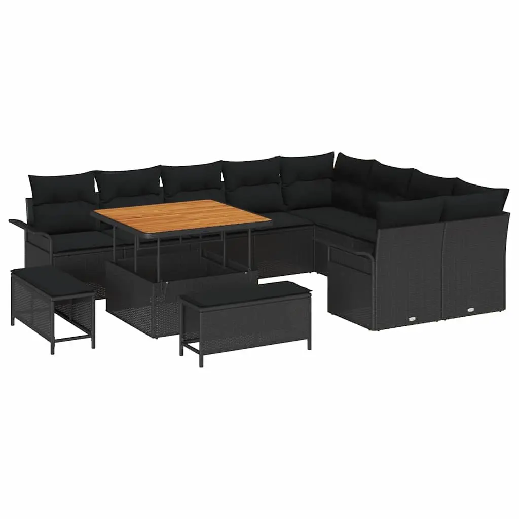 Outdoor Garden Sofa Set 12pc Modular Poly Rattan Black Furniture with Cushions