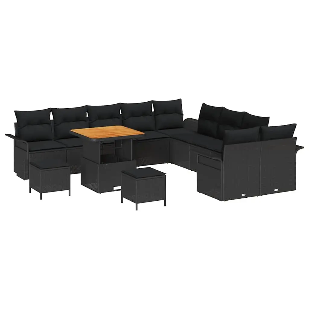 Garden Sofa Set 13 pcs Outdoor Furniture Black Poly Rattan Modular Lounge