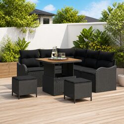 Garden Sofa Set 8 Pieces Black Poly Rattan Outdoor Furniture Patio Lounge