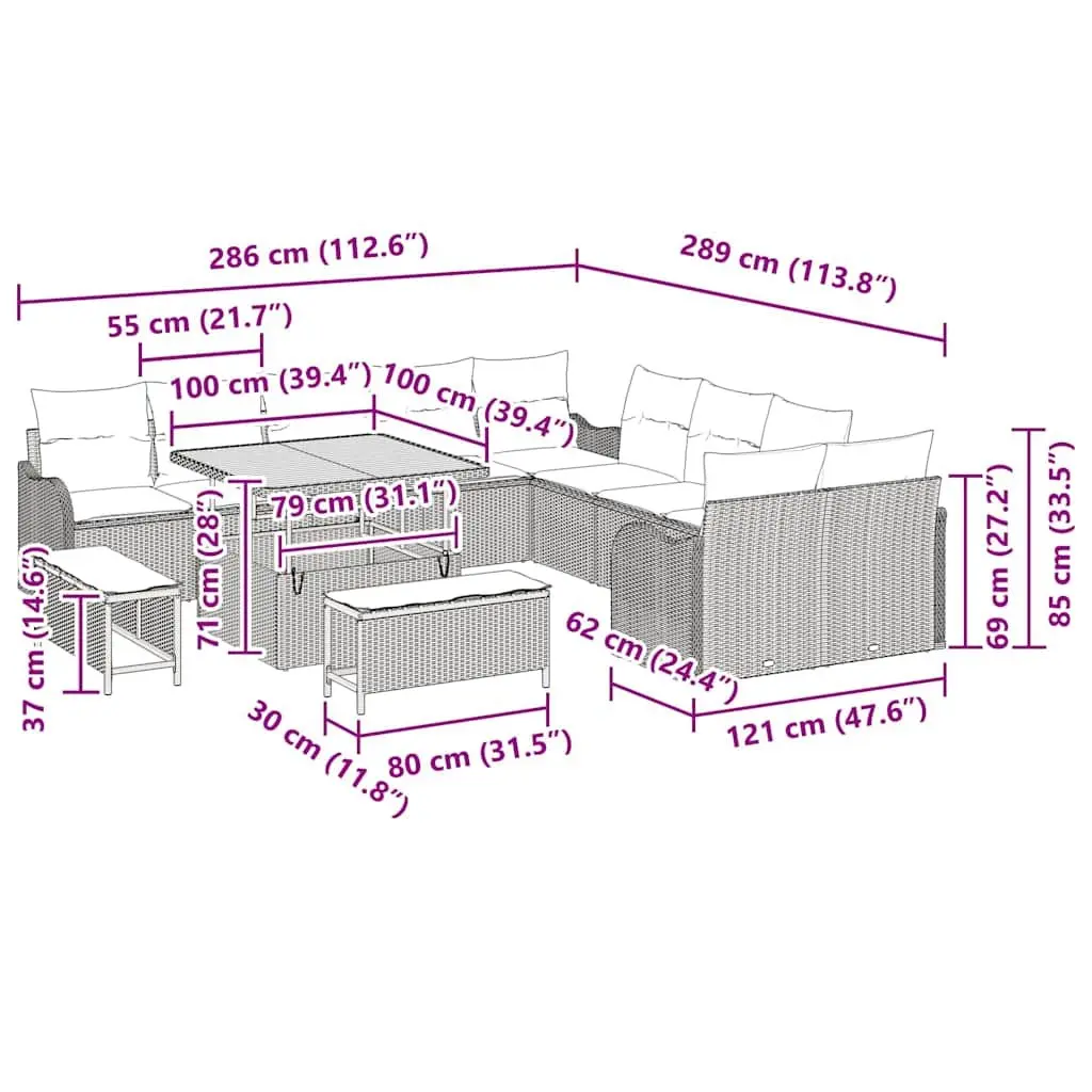 13-Piece Sofa Set for Outdoor Entertainment