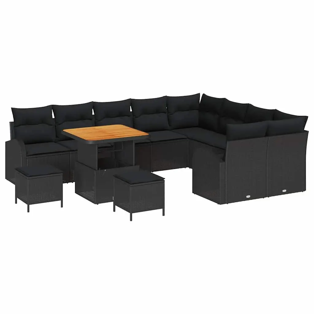 Garden Sofa Set 12 pcs Black Outdoor Furniture Poly Rattan Lounge Seating Suite