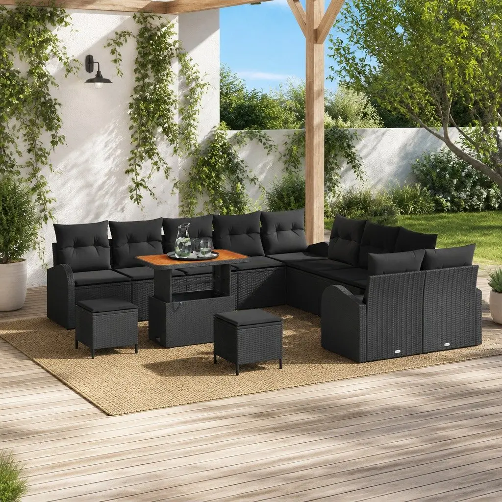Garden Sofa Set 13 Piece Outdoor Furniture Poly Rattan Black Patio Lounge
