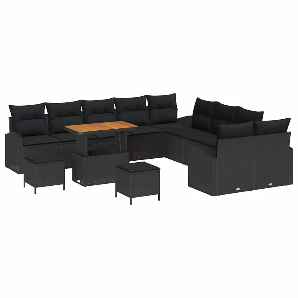 Garden Sofa Set 13 Piece Outdoor Furniture Poly Rattan Black Patio Lounge