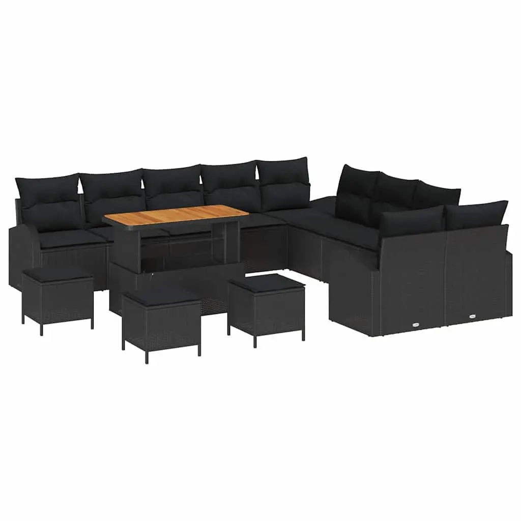 Garden Sofa Set 14 Piece Black Poly Rattan Outdoor Furniture Patio Lounge