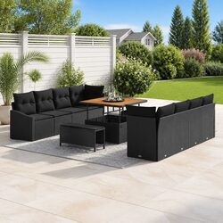 Practical 11-Piece Black Garden Sofa Set for Everyday Use