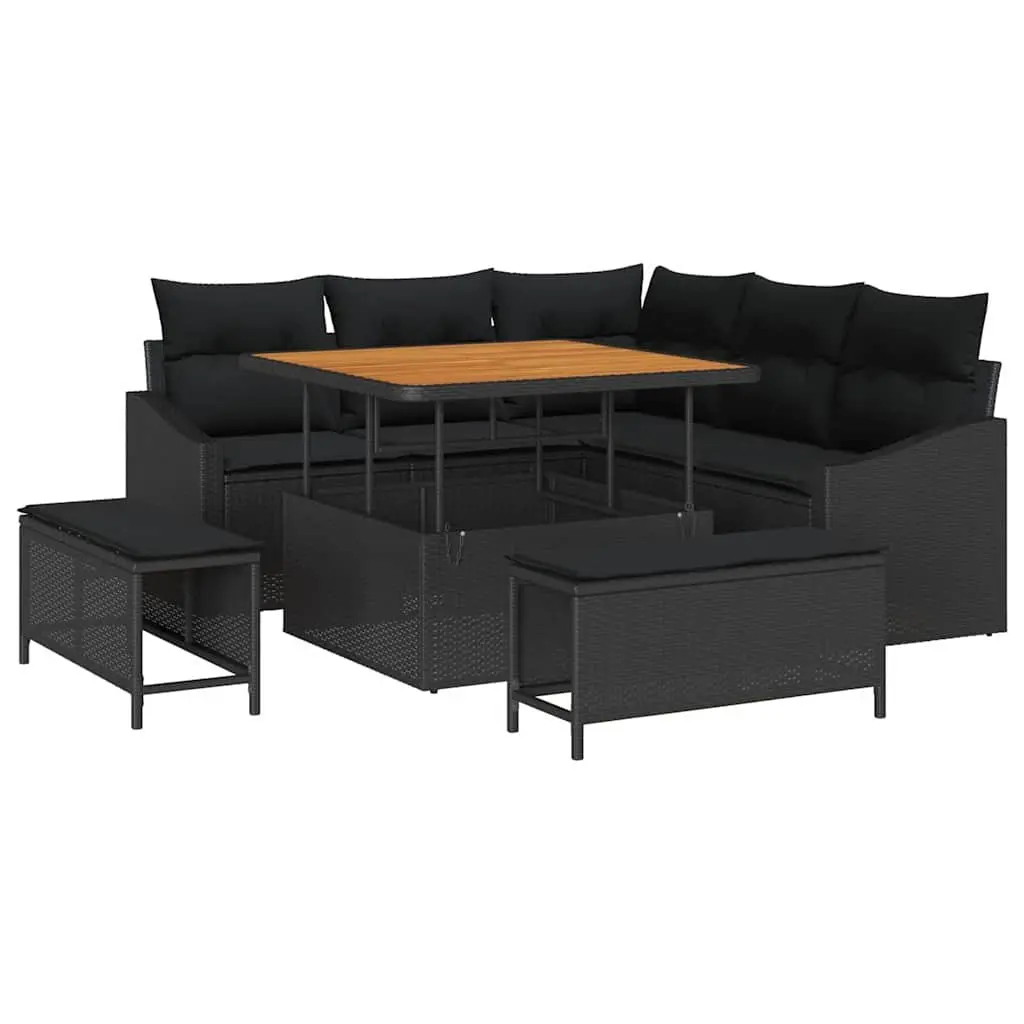 Outdoor Garden Sofa Set Poly Rattan Modular Sectional 8 Piece Black