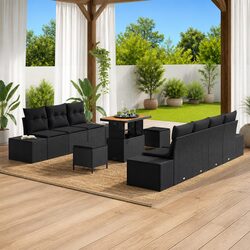 10 Piece Black Rattan Garden Sofa Set for Any Occasion